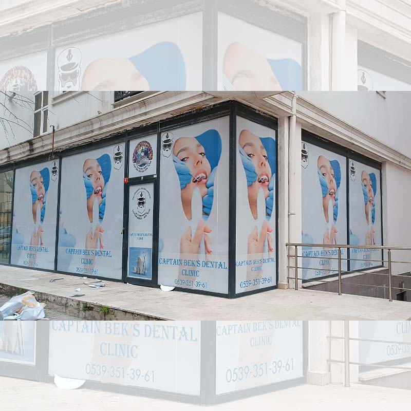 Captain Bek’s Dental Renkli Cam Giydirme | Antik Reklam - ANTİK REKLAM